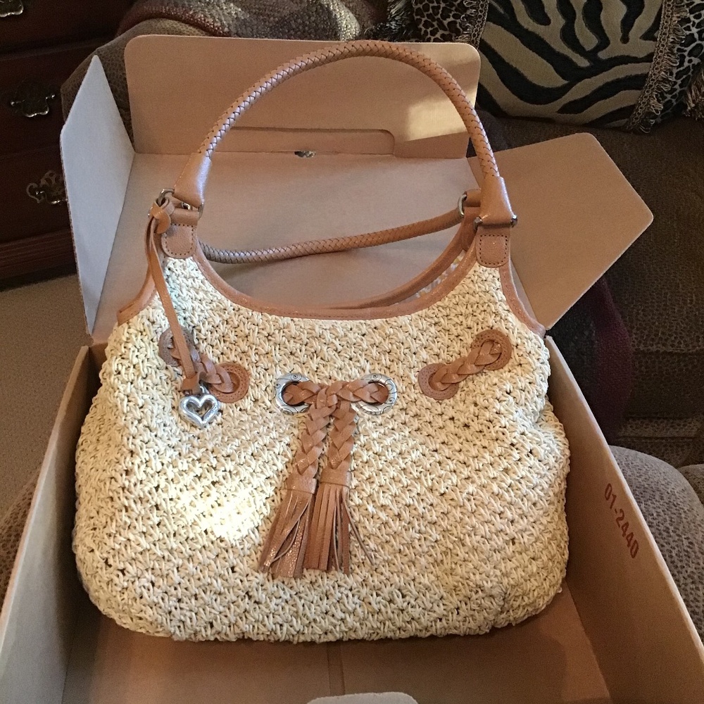 Brighton Mallory straw hobo purse braided leather